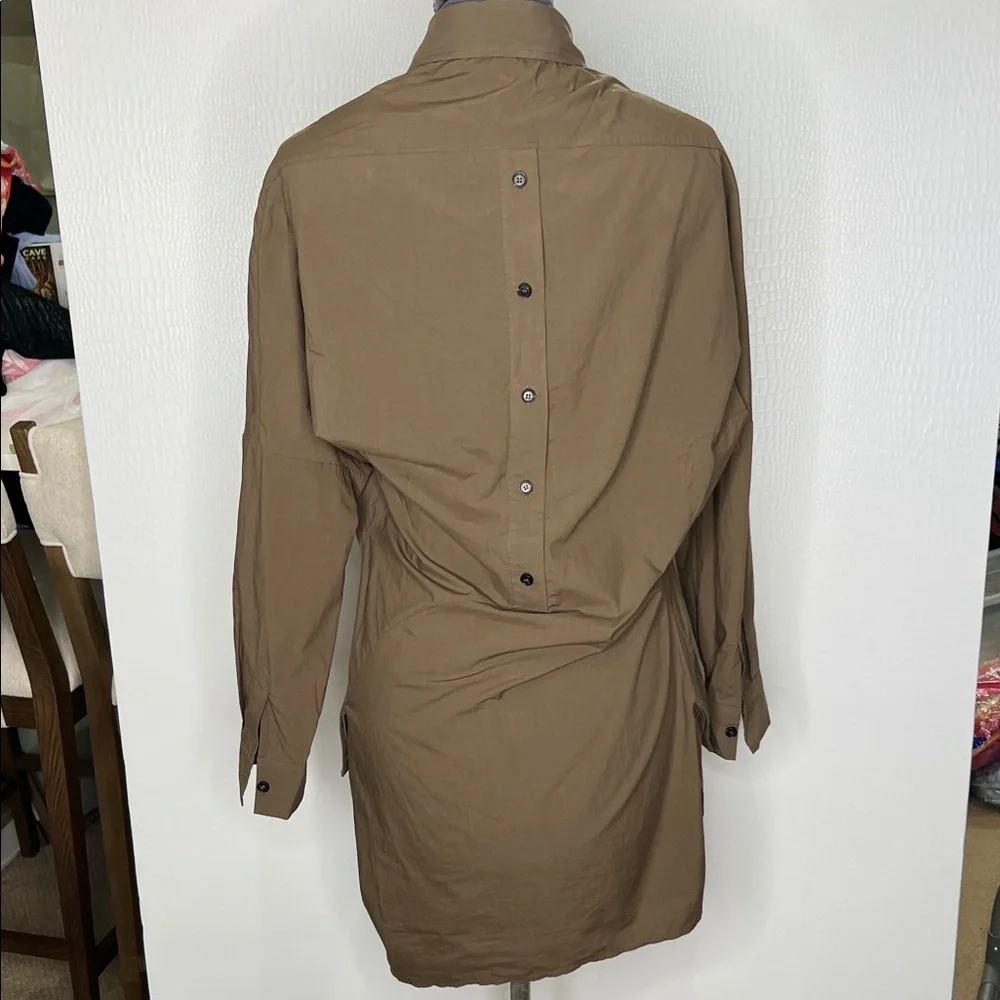 ALLSAINTS  Kika Brown Asymmetrical Shirt Dress - Picture 5 of 9